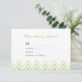 Modern Green Ombre Chevrons Response Kaarten RSVP Kaartje (Staand voorkant)