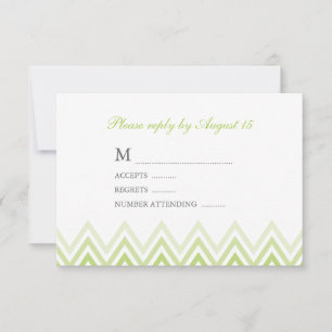 Modern Green Ombre Chevrons Response Kaarten RSVP Kaartje