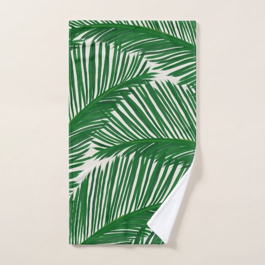 Modern Green Palm Leaf Tropical Pattern Bad Handdoek (Handdoek)