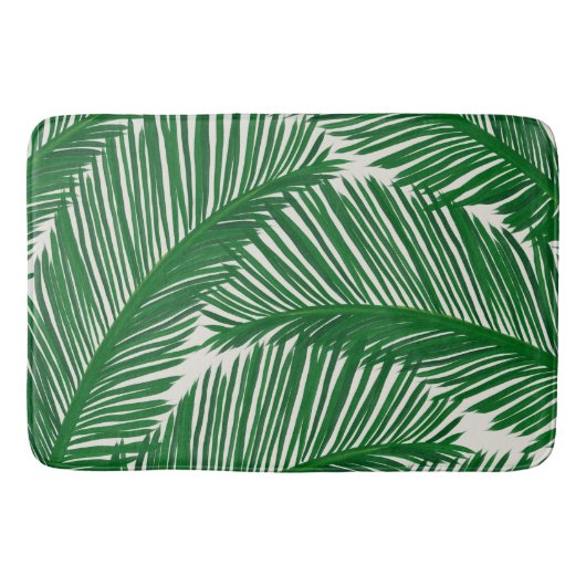 Modern Green Palm Leaf Tropical Pattern Badmat (Voorkant)