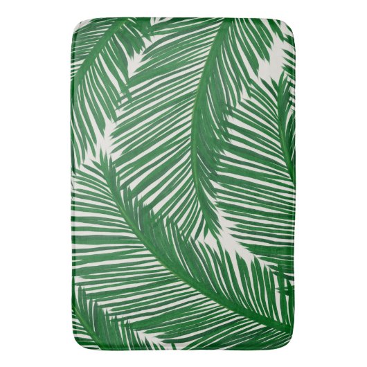 Modern Green Palm Leaf Tropical Pattern Badmat (Voorkant Verticaal)