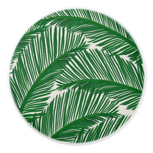 Modern Green Palm Leaf Tropical Pattern Keramische Knop (Voorkant)