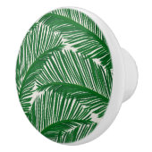 Modern Green Palm Leaf Tropical Pattern Keramische Knop (Rechts)