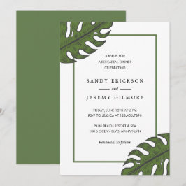 Modern Green Palm Leaf Tropical Rehearsal Dinner Kaart