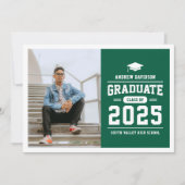 Modern Green Photo Afstuderen Aankondiging (Voorkant)