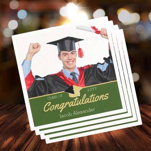 Modern Green Photo afstuderen klasse van 20xx Servet