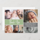 Modern Green Photo Collage Baby shower script Bedankkaart (Voorkant / Achterkant)