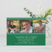 Modern Green Photo Collage Graduation Party Kaart (Staand voorkant)