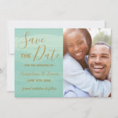 Modern Green Photo Wedding Save The Date (Voorkant)