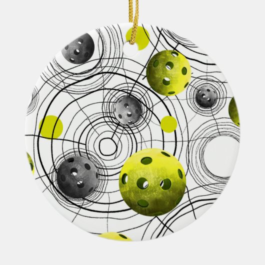 Modern Green Pickleball Keramisch Ornament (Voorkant)