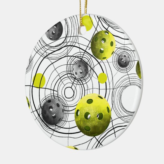 Modern Green Pickleball Keramisch Ornament (Links)