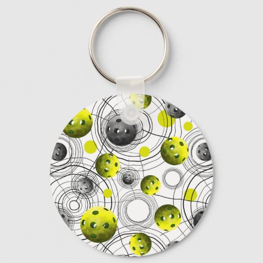Modern Green Pickleball Sleutelhanger (Voorkant)