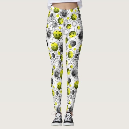 Modern Green Pikcleball Patturn Leggings (Voorkant)