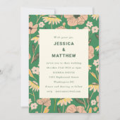 Modern Green Pink Summer Garden Floral Wedding Kaart (Voorkant)