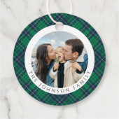 Modern Green Plaid Photo Christmas Bedankjes Labels (Achterkant)