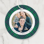 Modern Green Plaid Photo Christmas Bedankjes Labels (Voorkant)