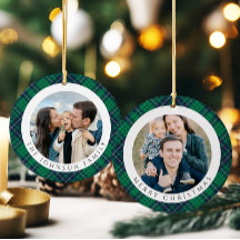 Modern Green Plaid Photo Christmas