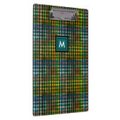 Modern Green Plaid Tartan Naam Initiaal Monogram Klembord (Rechts)
