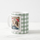 Modern Green Plaid Vakantie Familie Foto Kerstmis Koffiemok (Voorkant links)