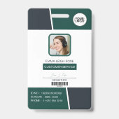 Modern Green Professional Employee Photo ID Badge (Voorkant)