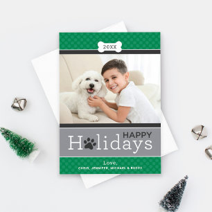 Modern Green Puppy Dog Theme Prettige feestdagen Feestdagenkaart
