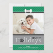 Modern Green Puppy Dog Theme Prettige feestdagen Feestdagenkaart (Voorkant)