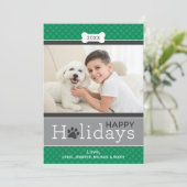 Modern Green Puppy Dog Theme Prettige feestdagen Feestdagenkaart (Staand voorkant)