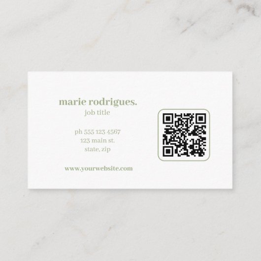 Modern Green QR Code Visitekaartje (Achterkant)