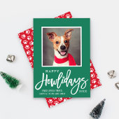 Modern Green Red Happy Howlidays Puppy Dog Photo Feestdagenkaart