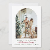 Modern Green Red Merry kerstboomfoto Holida Feestdagenkaart (Voorkant)