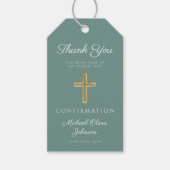 Modern Green Religious Cross Boy Confirmation Cadeaulabel (Voorkant)