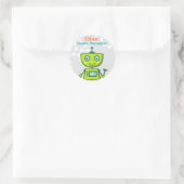 Modern Green Robot Boys Birthday Party Ronde Sticker (Tas)