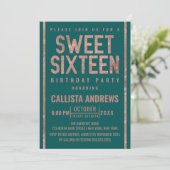 Modern Green Roos Gold Glitter Lijst Sweet 16 Kaart (Staand voorkant)