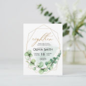 Modern green rustic greenery 18th birthday elegant briefkaart (Staand voorkant)
