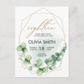 Modern green rustic greenery 18th birthday elegant briefkaart (Voorkant)