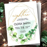 Modern green rustic greenery 18th birthday elegant briefkaart<br><div class="desc">Maak van je 18e verjaardagsfeestje een stijlvolle en hedendaagse affaire met onze gouden en groene Elegant Floral Girl Uitnodiging! Deze uitnodiging is voorzien van een prachtig waterverf floraal ontwerp in pasteltinten, voorzien van glittering goud en trendy grijze tinten. Het borstelmanuscript en de kalligrafie typografie voegt een aanraking van elegantie toe,...</div>