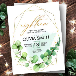 Modern green rustic greenery 18th birthday elegant briefkaart