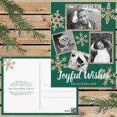 Modern Green Rustic Snowflake 4 FotoKerstmis Briefkaart
