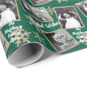 Modern Green Rustic Snowflake Pattern 3 Foto Cadeaupapier (Rol Hoek)