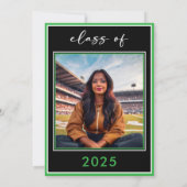 Modern Green Script Afstuderen aangekondigd Kaart (Achterkant)