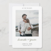 Modern Green Script Foto bruiloft Elopement Kaart (Voorkant)