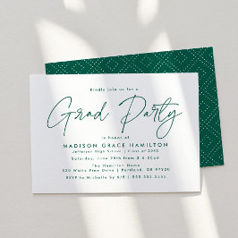 Modern Green Script Graduation Party Kaart