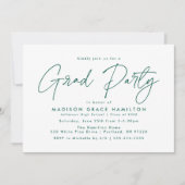 Modern Green Script Graduation Party Kaart (Voorkant)