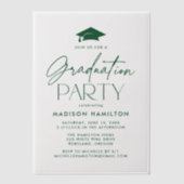 Modern Green Script Graduation Party Vellum Uitnodigingen (Voorkant)