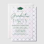 Modern Green Script Graduation Party Vellum Uitnodigingen (Offset (Uitnodiging))