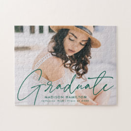 Modern Green Script Photo Afstuderen Legpuzzel