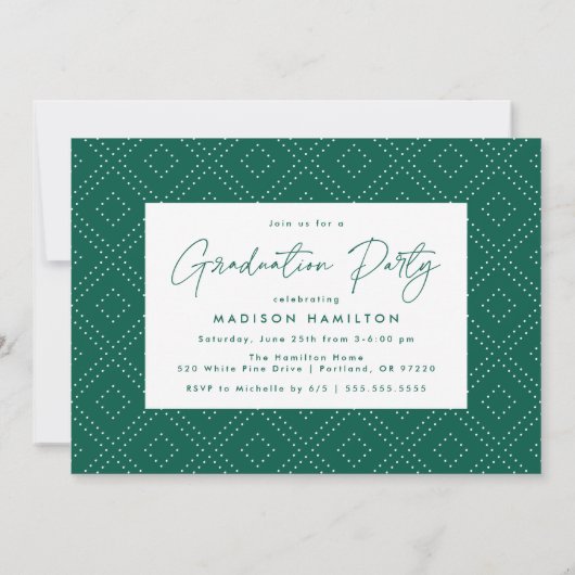 Modern Green Script Photo Graduation Party Kaart (Achterkant)