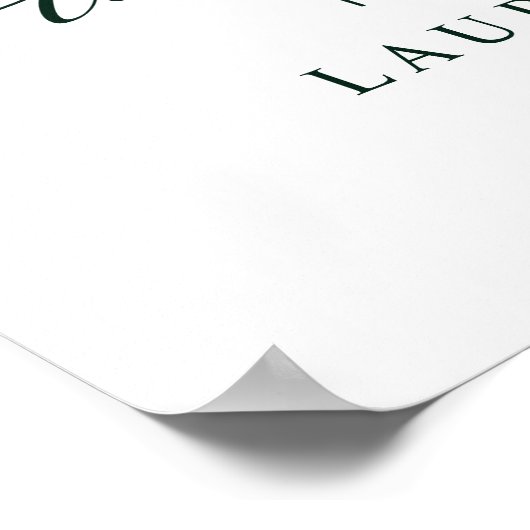 Modern Green Script Photo Weddenschap Welkomstteke Poster (Hoek)