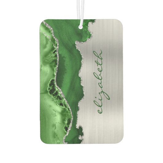 Modern Green Silver Agate Metallic Luchtverfrisser (Achterkant)