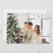 Modern Green Silver Snowflake Photo Christmas Card Feestdagenkaart (Achterkant)